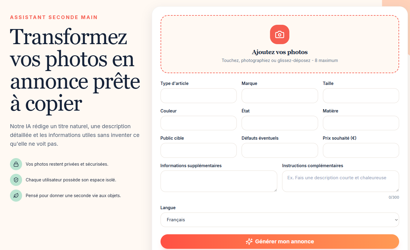 Vinted IA - Générateur d’annonces par intelligence artificielle